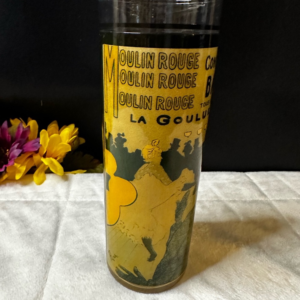 Vintage Toulouse-Lautrec “Moulin Rouge”La Goulue Rubber Coated Highball Glass